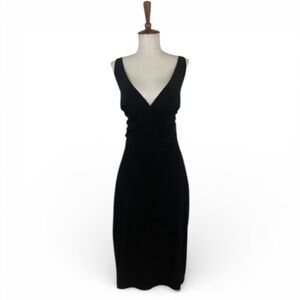 Laundry Shelli Segal Black Dress Women’s 12 LBD V-Neck‎ Sleeveless Sheath